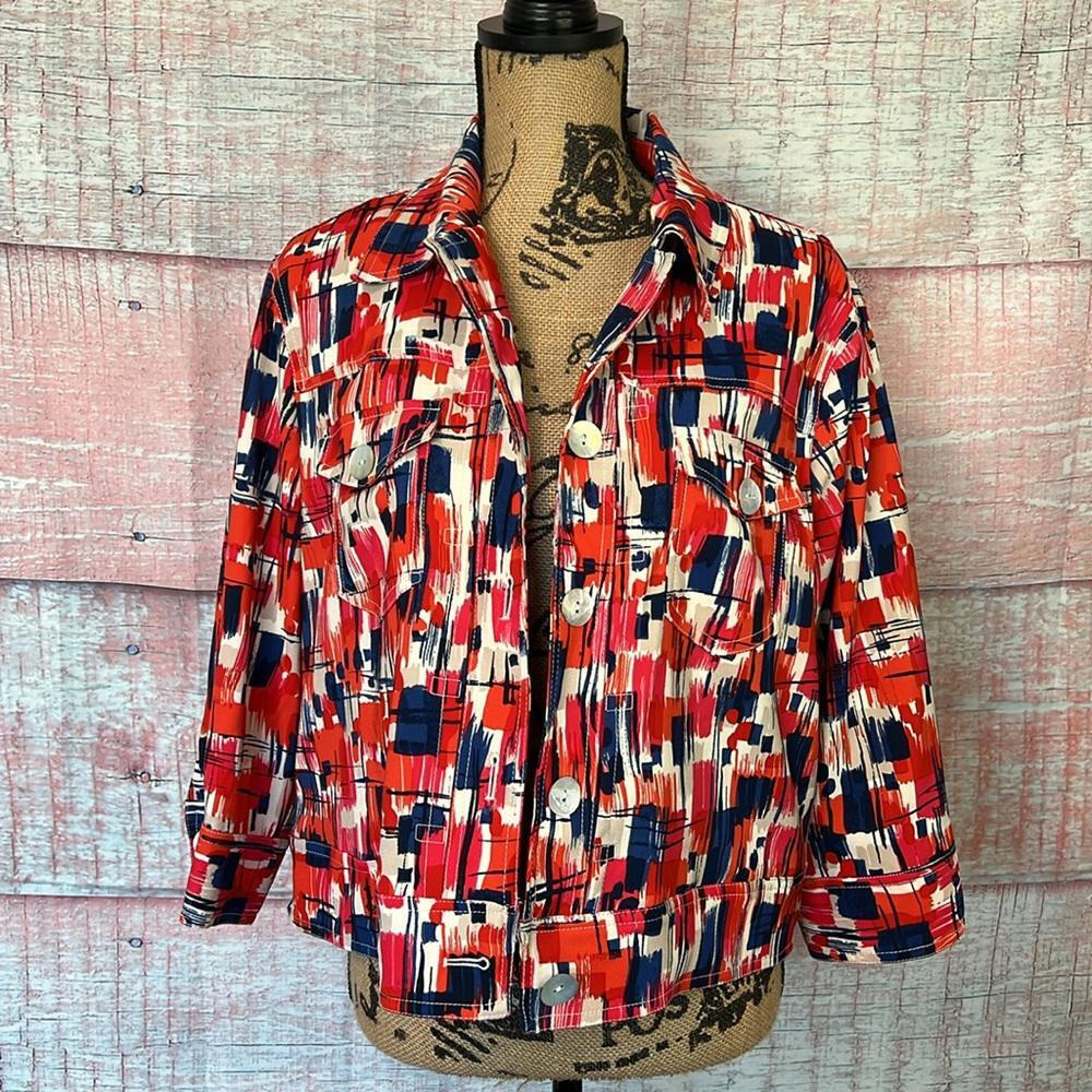 RUBY RD. Jacket Women's Size 14  Red, White and Blue